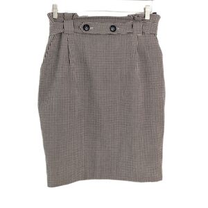 RW&CO stretch lining paper bag style plaid midi skirt brown beige size 12 @i